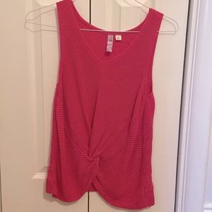 Pink sleeveless gathered waist sweater